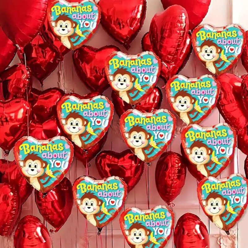 Banane en forme de cœur de banane en forme de cœur 18 po PMU Valentine's Day Bananes 5 / pqt