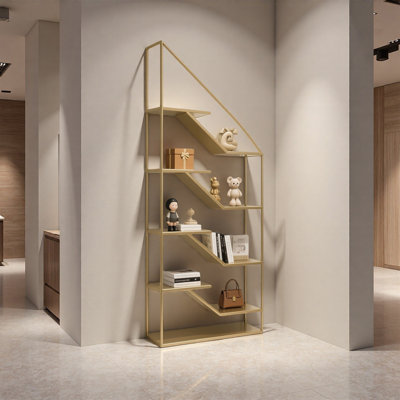 Modern Gold Metal Tiered Display Shelf