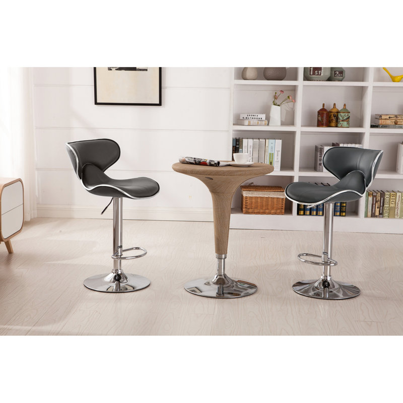 Upholstery pivotant réglable, gris, 2 sièges élégants avec base pour salon, bar de salle à manger, bureau, 2 pièces d'extérieur gris, siège en similicuir, coussins confortables, hauteur, bar