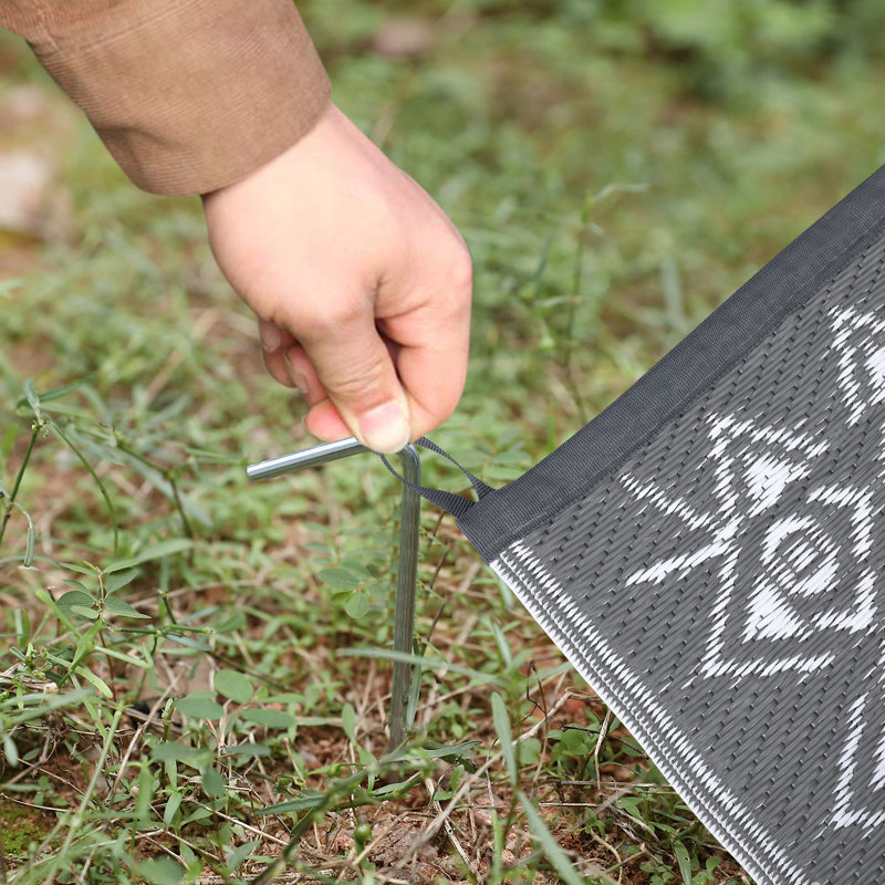 Oriental Outdoor Mats Plastic Straw Rug Waterproof Vintage Washable Outdoor Rug for Garden Backyard Picnic Camping RV Deck Beach Trailer