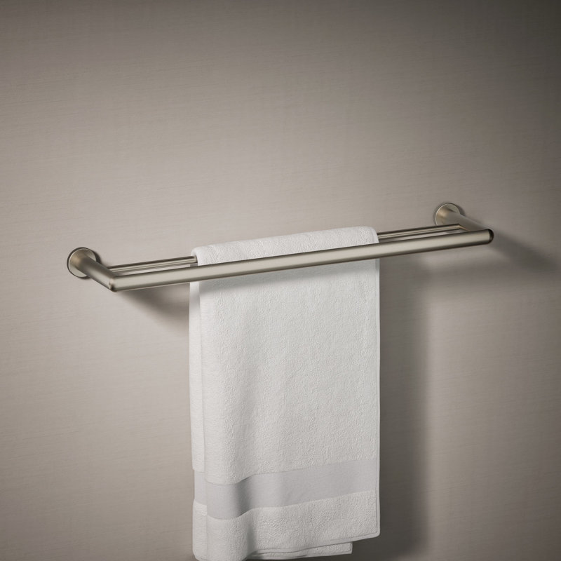 Kumin 26" Wall Mounted Towel Bar, Vibrant Brushed Nickel