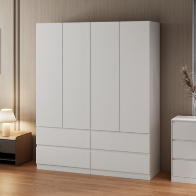 Large White Wardrobe Closet With Large Capacity, 78.74" Freestanding Bedroom Armoire With Drawers, Storage Shelves And Hanging Rod