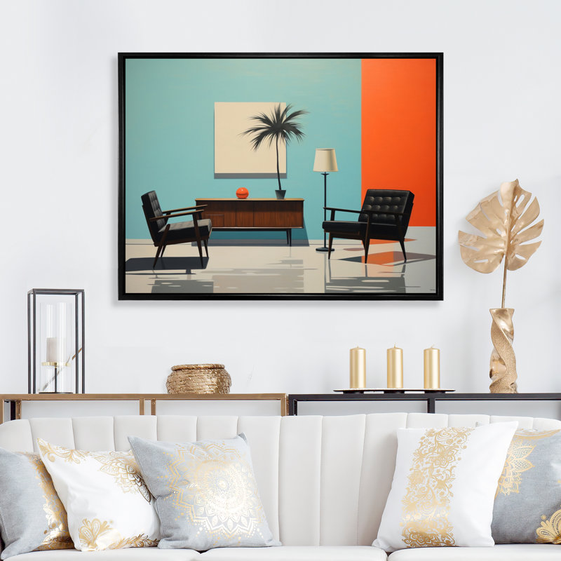 «Aarianna Mid Century Sleek Silhouettes I», reproduction d'art sur toile, H 30 po x l 40 po x P 1,5 po, Cadre flottant noir