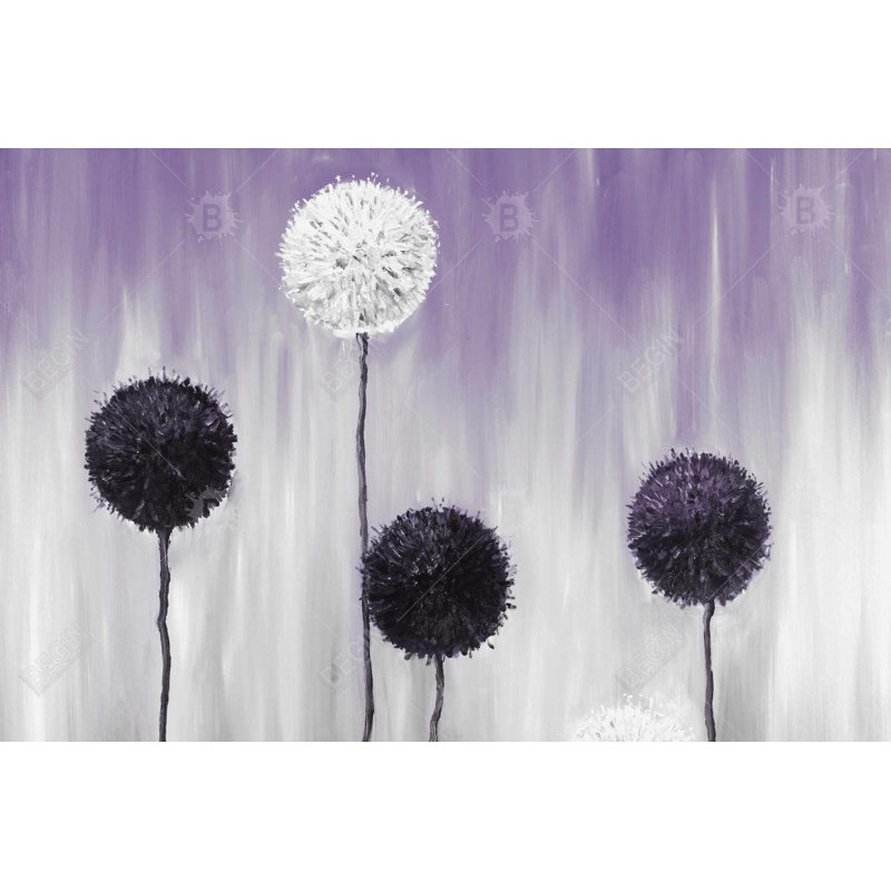 "Fleurs d'allium mauves et blanches" sur toile