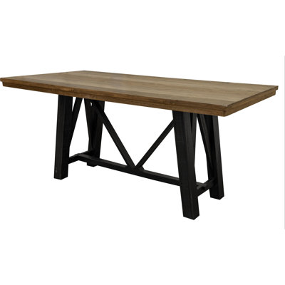 Loft Brown Pine Solid Wood Dining Table
