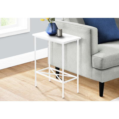 Table d'appoint moderne, 2 niveaux, plateau en stratifié blanc et tablette en métal, décoration de chambre à coucher pour le salon, L 23,75 po x l 11,75 po, H 22 po côté métal, meubles tendance, L 23,75 po, l 11,75 po