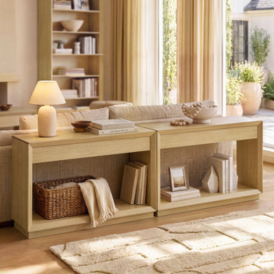 Console en bois avec lumière DEL 47,6 po avec tablette de rangement, table d'appoint moderne pour hall d'entrée et entrée facile à assembler