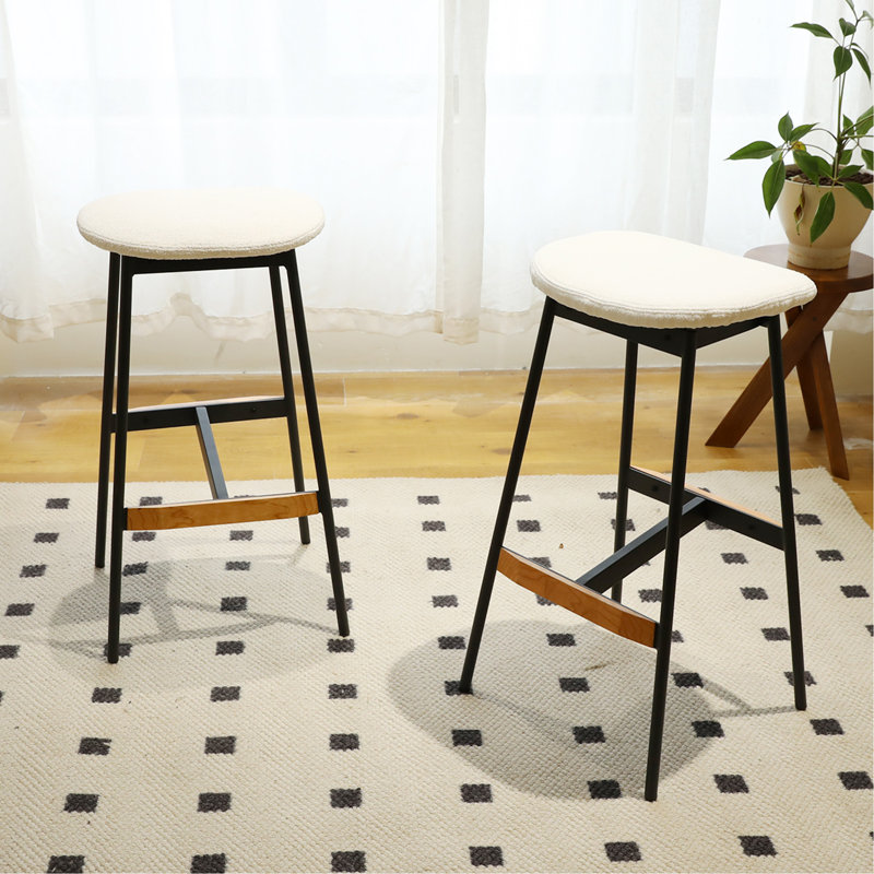 Ensemble moderne de 2 tabourets de bar, tabourets de bar confortables et élégants, rembourrés de tissu doux, sans dossier pour la cuisine et les chaises de bar de la salle à manger
