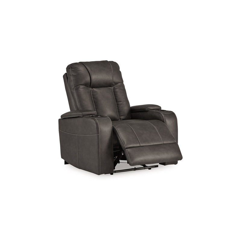 Fauteuil inclinable électrique Callum, appui-tête réglable, similicuir, Gris anthracite