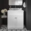 Abell Meuble-lavabo de salle de bain avec comptoir en quartz blanc Carrara