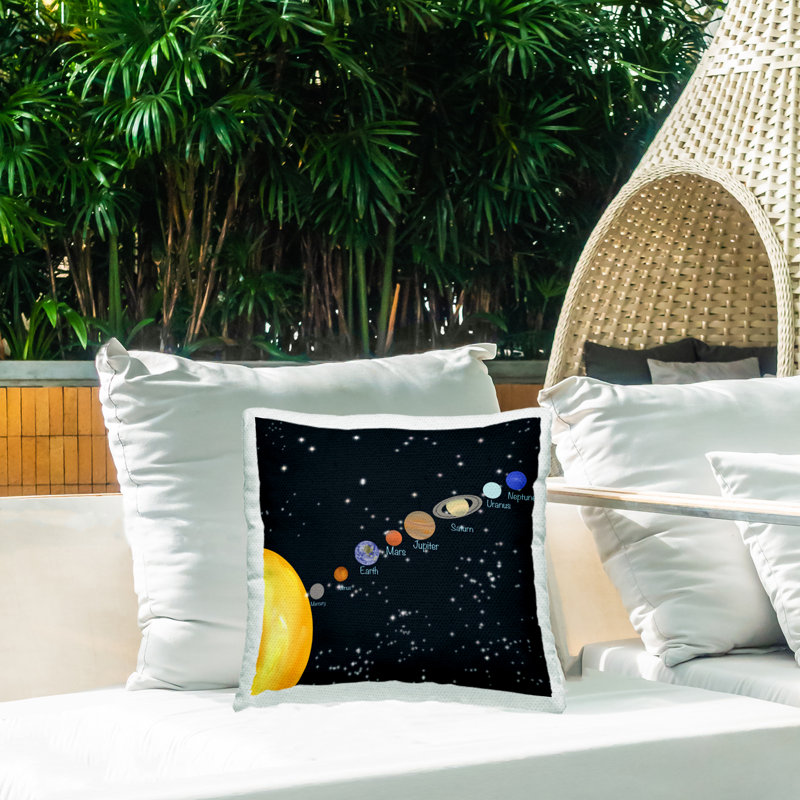 Coussin d'extérieur à imprimé Solar Planets par Ashley Singleton
