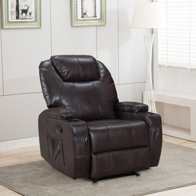 Jamine 73 cm Manual 3-Position Recliner Chair with 2 Cup Holders and a Side Pocket