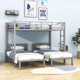 Carpentras Full over Twin & Twin Steel Triple / Quad Bunk Bed with Shelves by Isabelle & Max