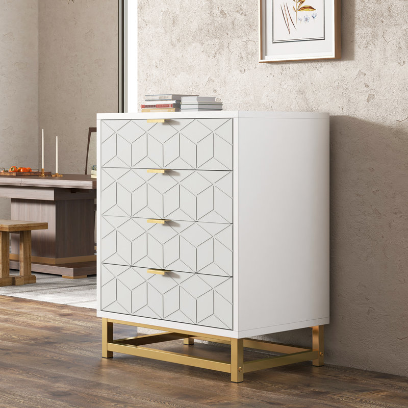 Table de chevet Reginna, Blanc / gris