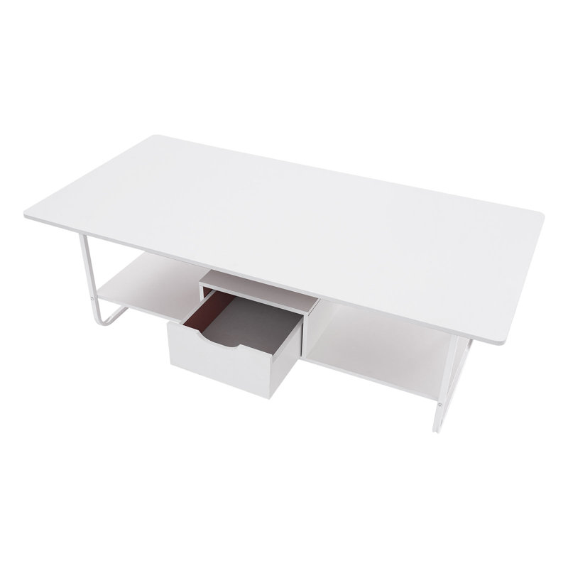 Modern Rectangular Coffee Table, White