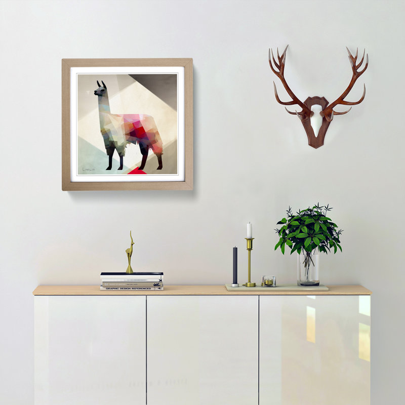 Llama Suprematism No.2 - Framed Print, Oak
