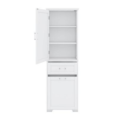 Armoire de rangement autoportante avec deux tiroirs de différentes tailles et tablette peinte
