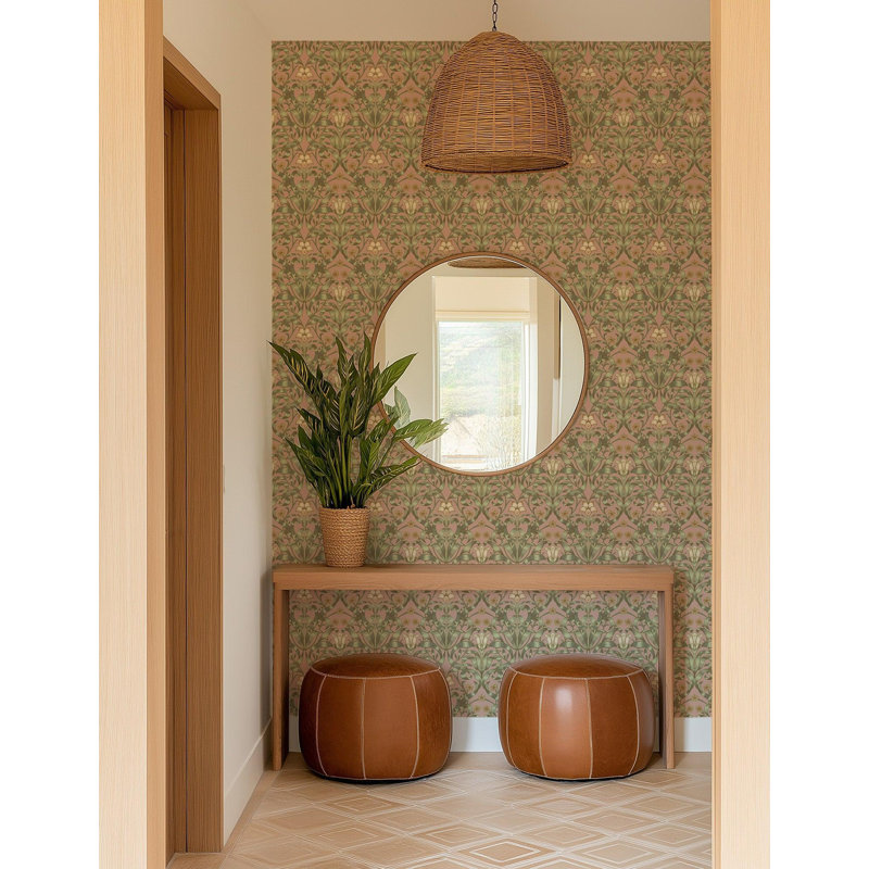 Ribbon Lily - Wallpaper, Peel & Stick, Sunset Pink