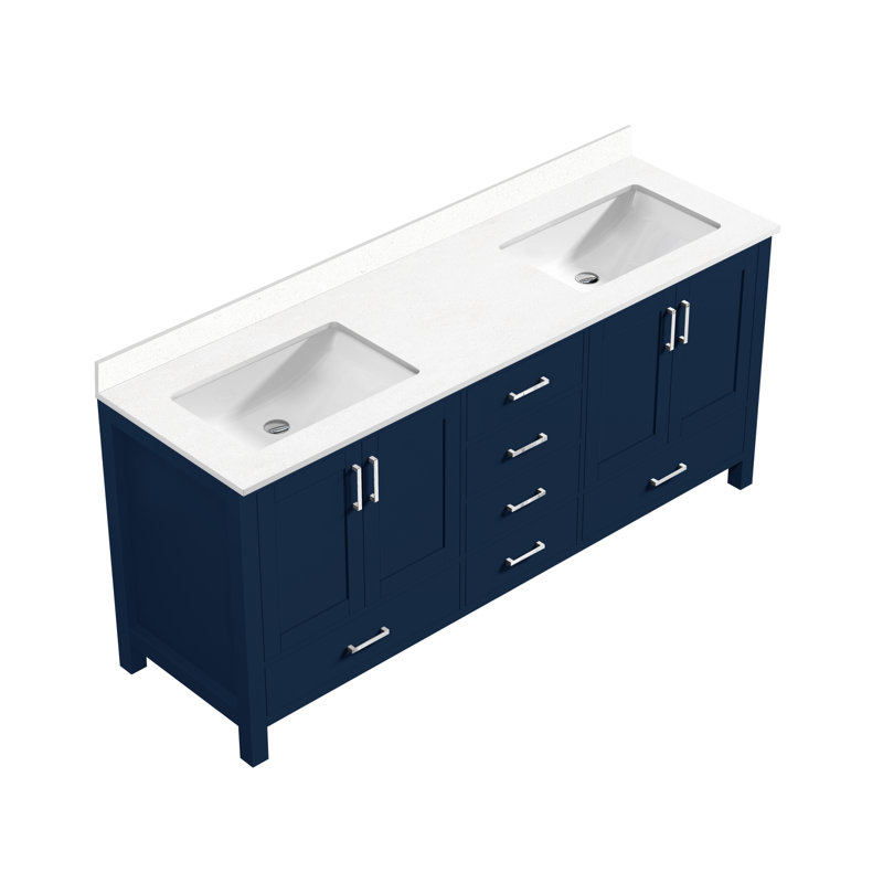 Jacques 72'' Navy Blue Double Bathroom Vanity with Cultured Marble Top