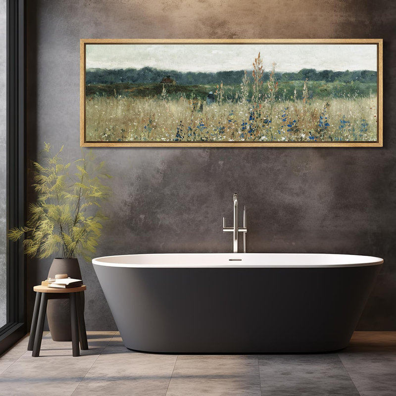 Rustic Countryside " Rustic Field Wildflowers Vintage Countryside Nature Landscape Retro Art Decor Extra Large Pictures "