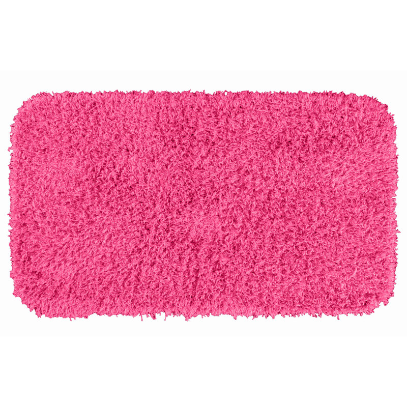 Frechette Nylon Bath Rug with Non-Slip Backing, Pink, 30"" x 50"