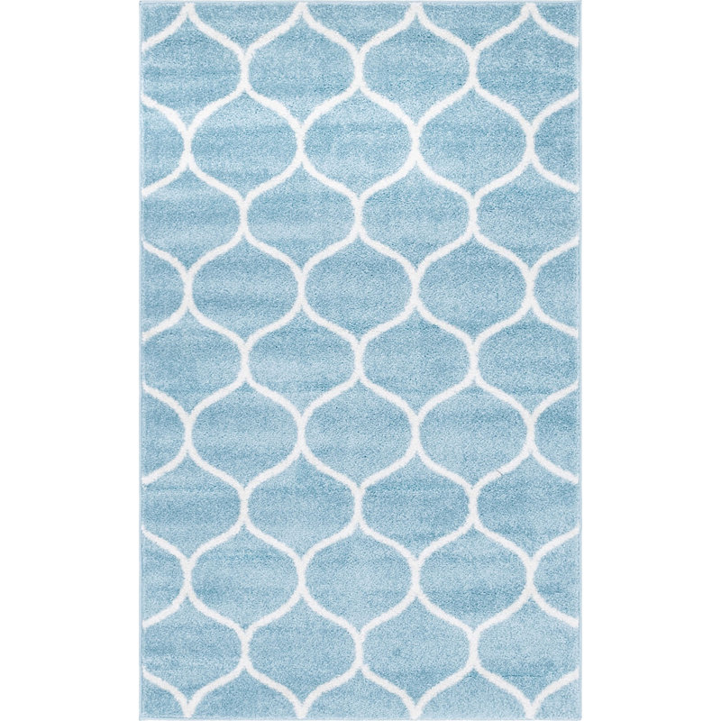 Tapis bleu clair Lllan, Rectangle 3 pi 1 po x 5 pi 3 po