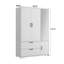 Armoire-penderie 4 portes avec miroir, éclairage DEL, 2 tiroirs, meuble de rangement en bois avec garde-robe et étagères réglables, blanc-335453771