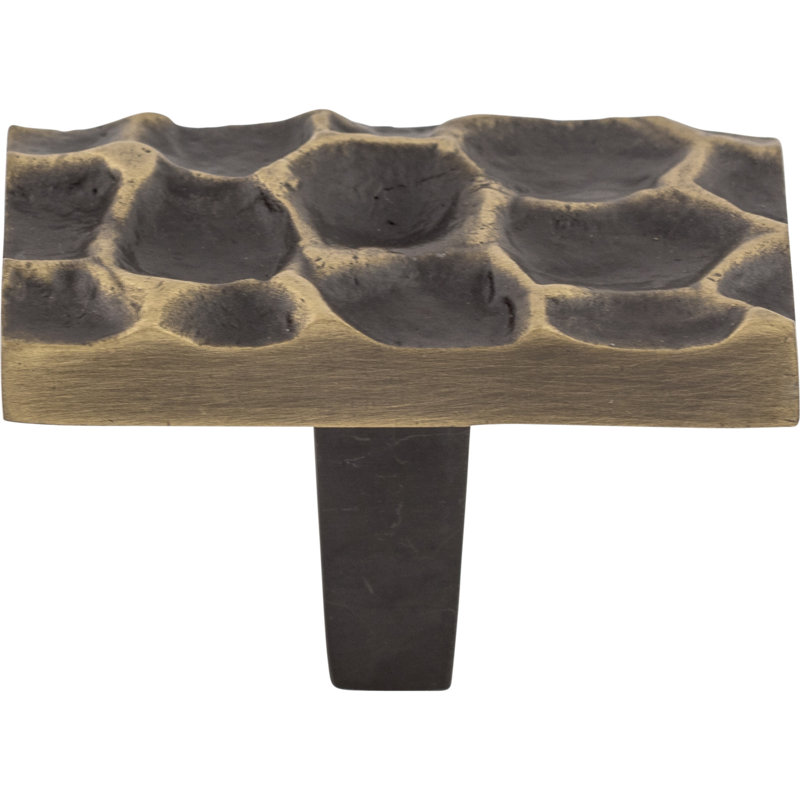 Brass Antique Rectangular Textured Cabinet Knob