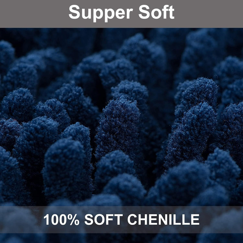 Ensemble de tapis de bain en chenille bleu 3 pièces antidérapant 