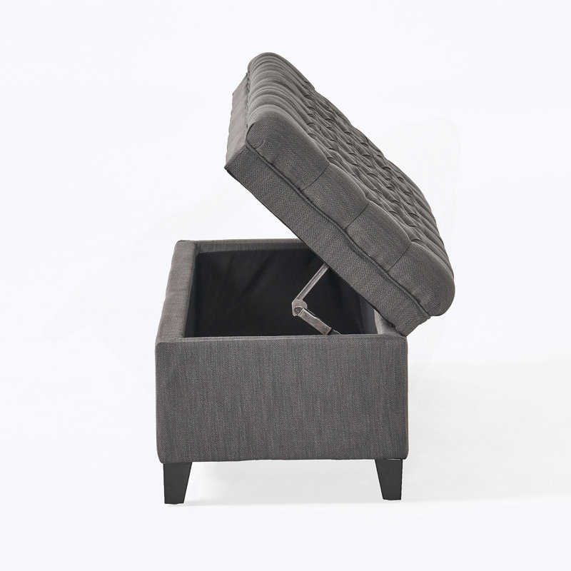 Modern storage ottoman, Faux Leather, Gray
