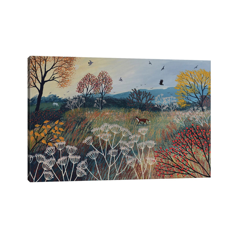 Across Autumn Meadow by Jo Grundy - Painting on Canvas, Wrapped Canvas, 66.04cm H x 101.6cm W x 3.81cm D