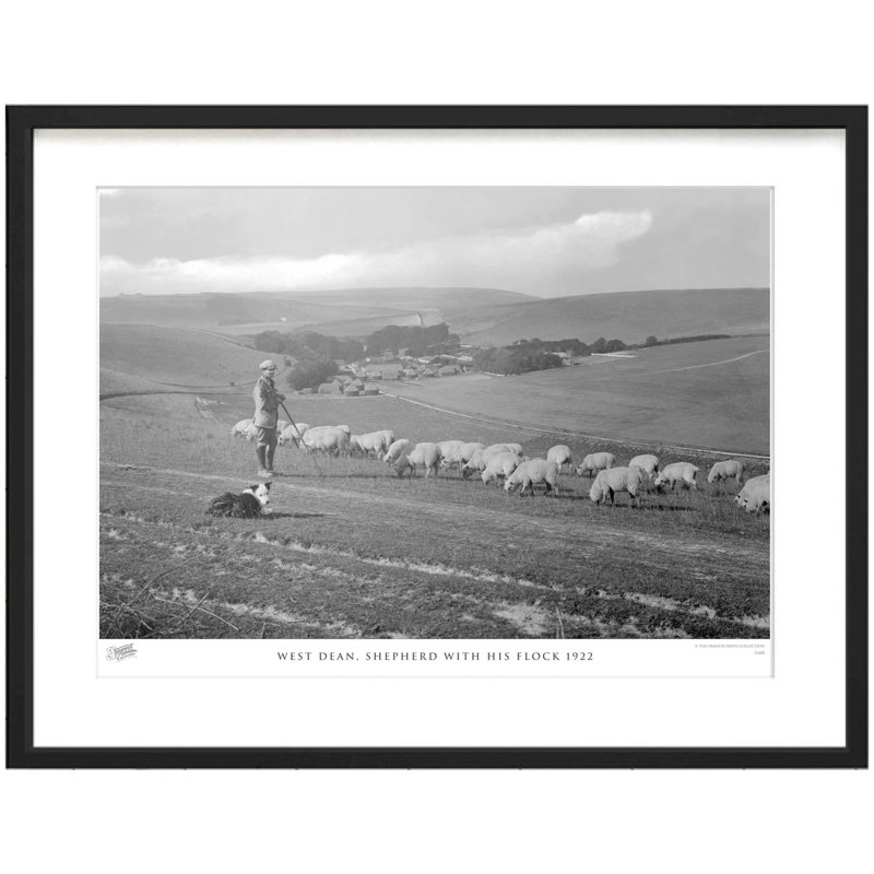 West Dean, Shepherd With His Flock 1922 by Francis Frith - Single Picture Frame Print, 28cm H x 36cm W x 2.3cm D