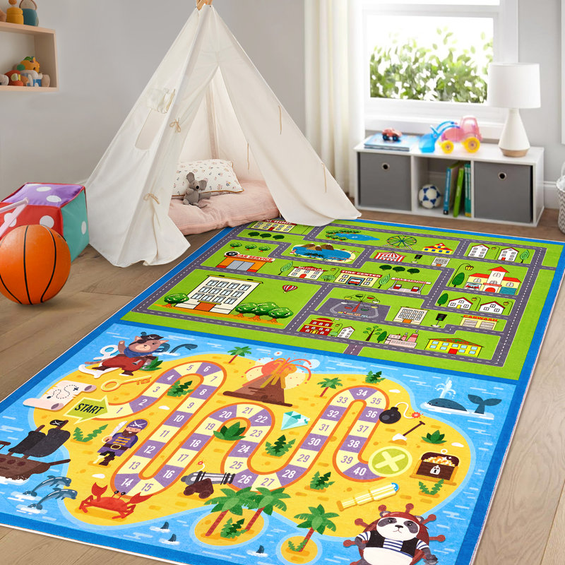Educational Learning City Rug for Girls and Boys, Rectangle 8' x 10'