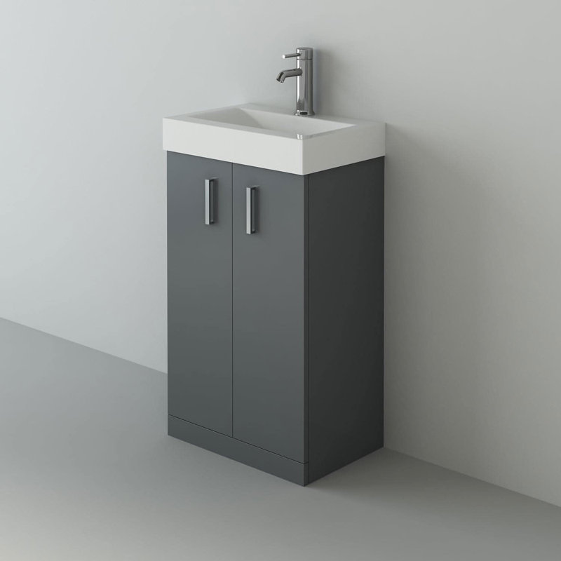 VeeBath 450mm Cloakroom Unit and basin - Anthracite Gloss