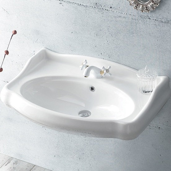CeraStyle By Nameeks 21.06'' Glossy White Ceramic Rectangular Bathroom Sink with Overflow, Single Hole
