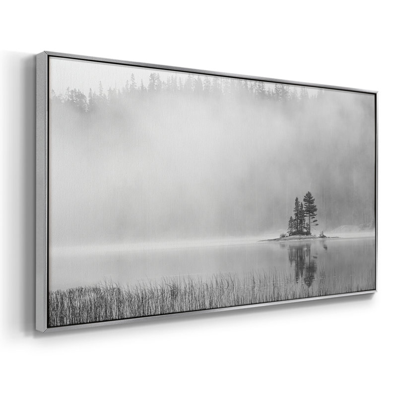 Brouillard insulaire - Toile tendue avec châssis, prêt à accrocher, H 25 po x l 49 po, Blanc