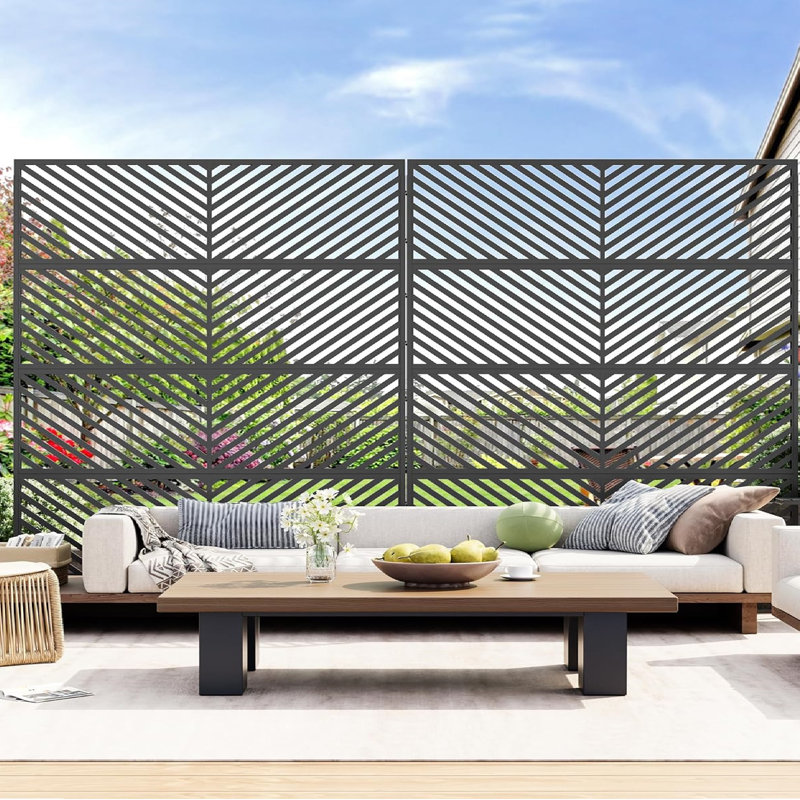 Metal Outdoor Privacy Screen, Freestanding Outdoor Privacy Screens And Panels For Patio Lawn Deck, Outdoor Privacy Panels Decorative Privacy Fence (Consists Of 4 Panels)