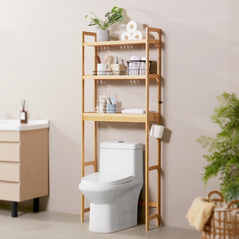 Étagère de salle de bain à 3 niveaux, Naturel