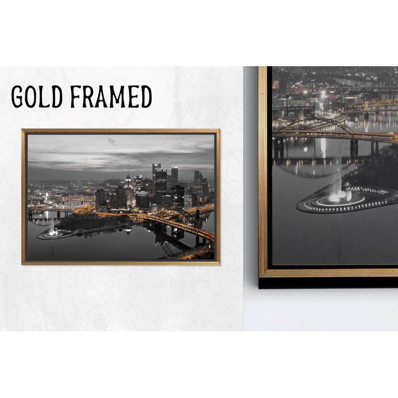 «Pittsburgh Night Scene», reproduction d'art sur toile panoramique moderne, 1P, 27,6 po H x 39,4 po l