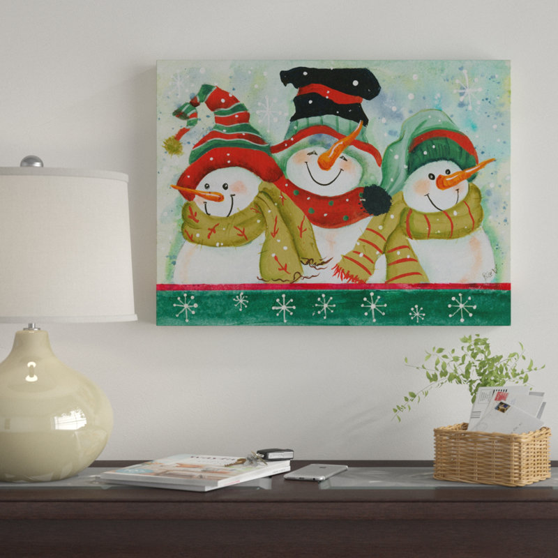 «Snowmen With Scarfs», art sur toile, H 14 po x l 19 po x P 2 po