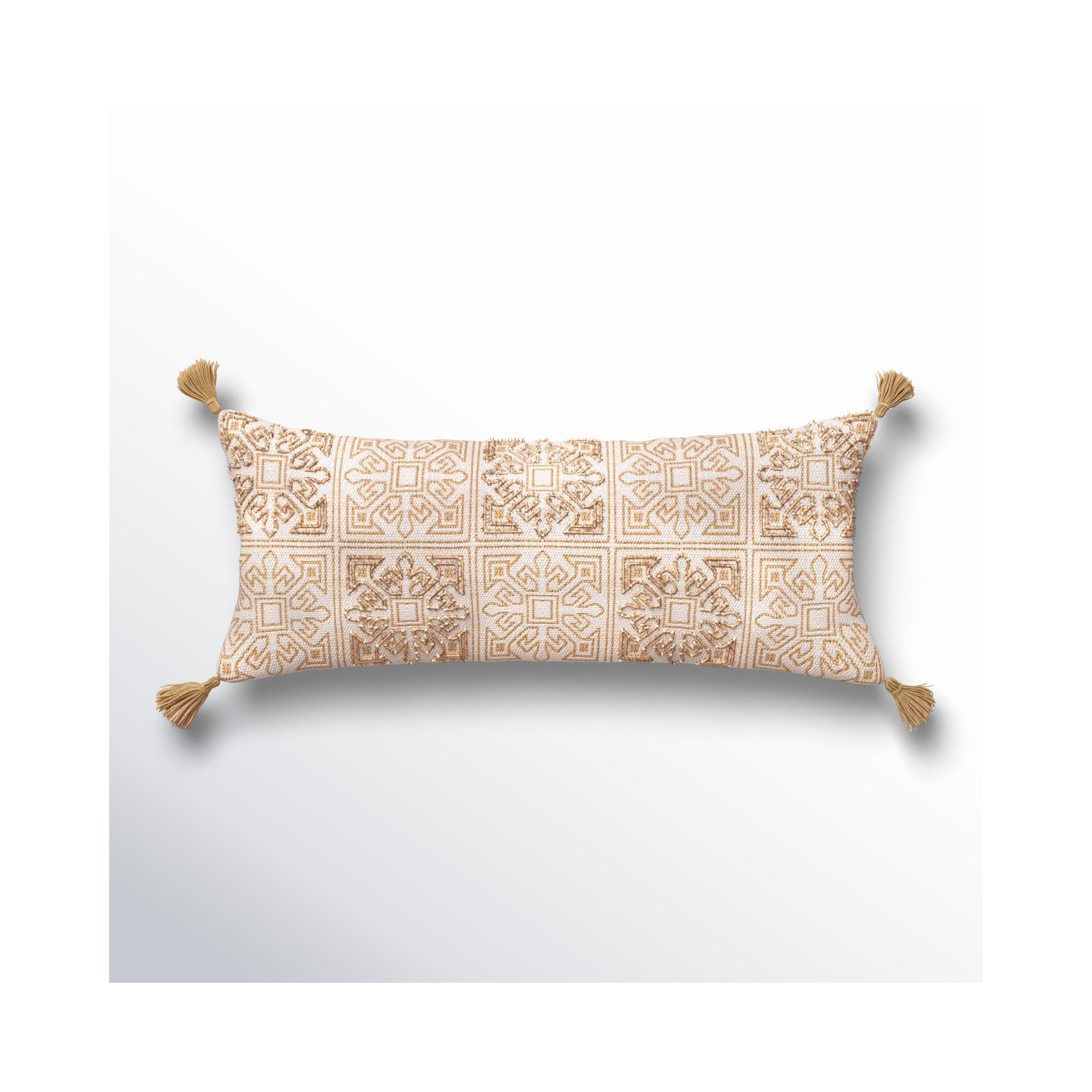 Chloe Block Print Cotton Lumbar Throw Pillow, Pillow Cover Only - No Insert