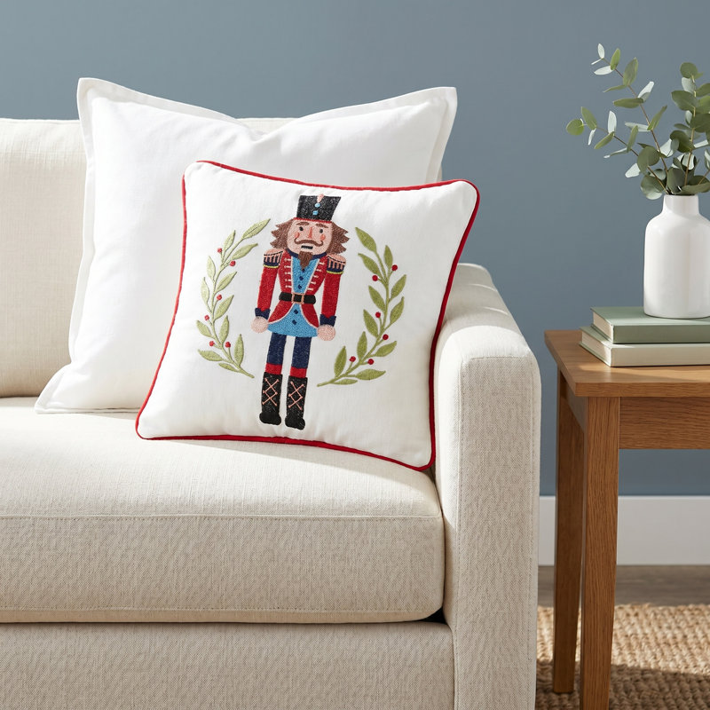  Nutcracker Wreath Embroidered Throw Pillow