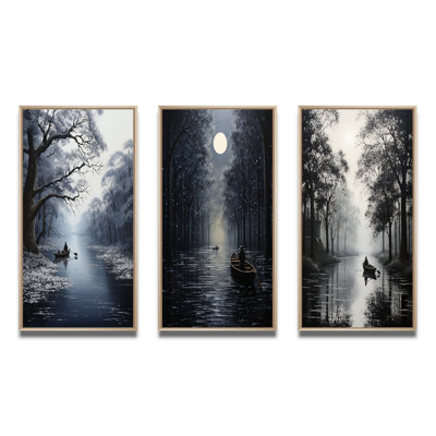 " Canal Quiet Passage Charcoal " 3 - Pieces