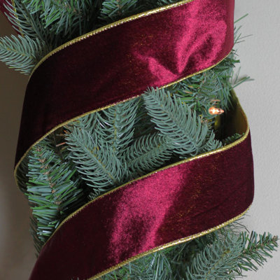 Red and Gold Wired Christmas Craft Ribbon 2.5" x 10 Yards