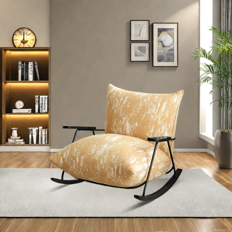Chaise berçante Modern Home, Noir, Jaune/blanc