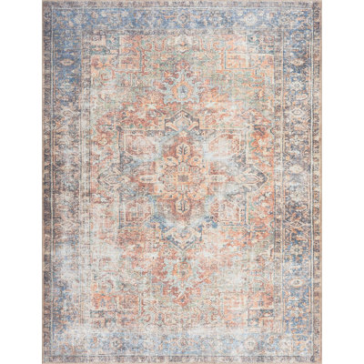Tapis oriental traditionnel beige / bleu / rose Callum