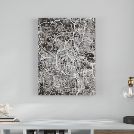 " Nashville Tennessee City Map Black " by Michael Tompsett on Canvas