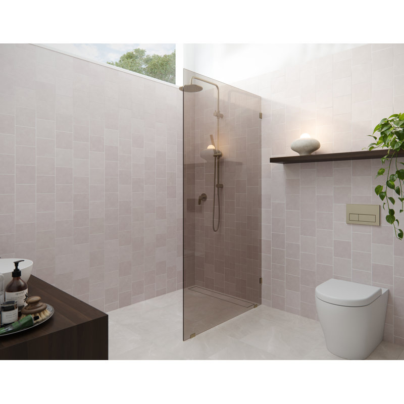 Ursa 36 in. x 78 in. Fully Frameless Bronze Tinted Single Fixed Shower Panel, Brushed Bronze