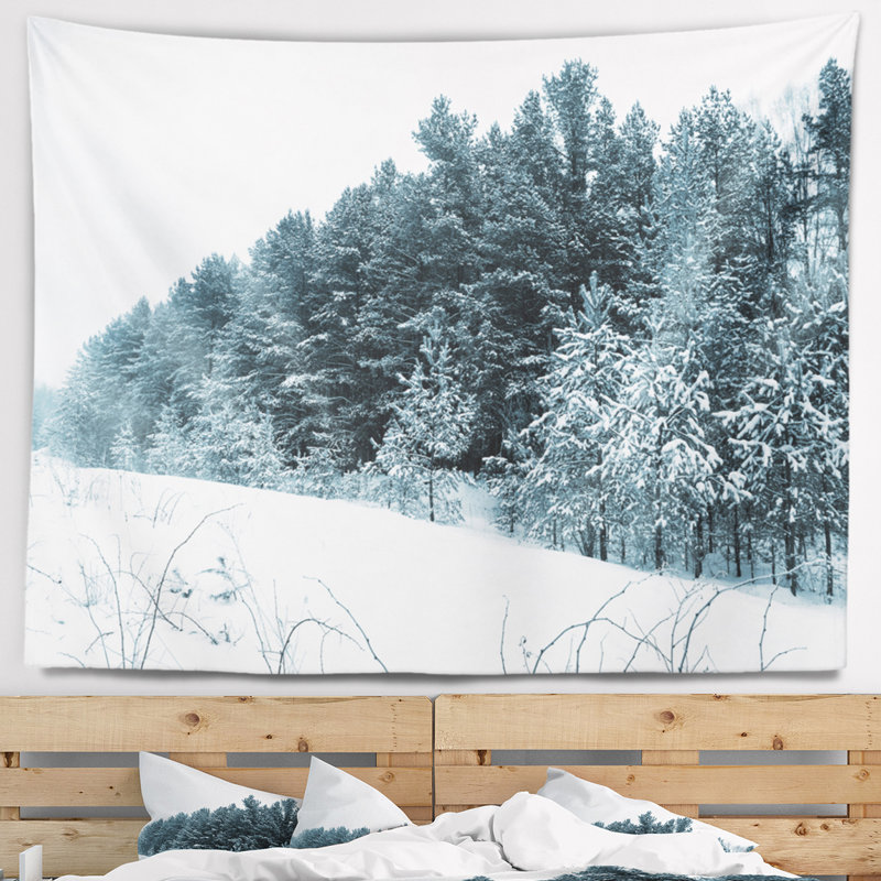 Tapisserie paysage paysage d'hiver foncé, H 50 po x l 60 po