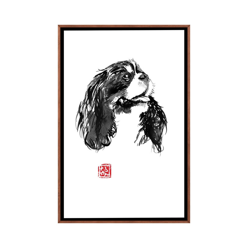 Cavalier King Charles 1 Piece Wall Art on Canvas, 66.04 cm H x 45.72 cm W, Classic Brown Wood Framed